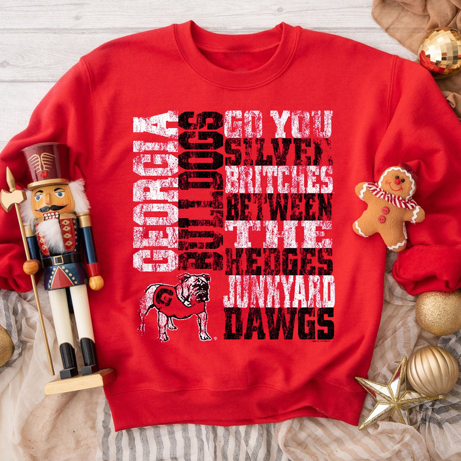 Men's Red Between The Hedges University of Georgia Bulldogs Tee - NCAA Apparel for Fans