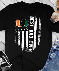 Miami Hurricanes Best Dad American Flag T-Shirt, Hoodie, Sweatshirt - NCAA Fans Gift