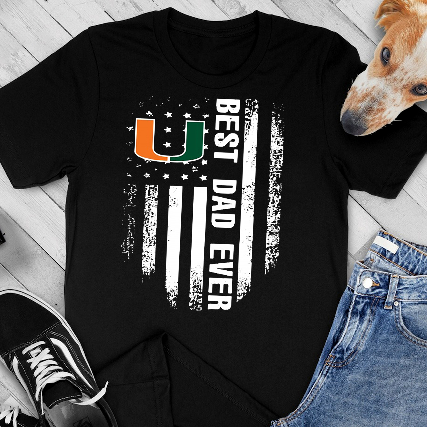 Miami Hurricanes Best Dad American Flag T-Shirt, Hoodie, Sweatshirt - NCAA Fans Gift