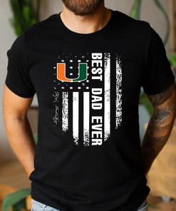 Miami Hurricanes Best Dad American Flag T-Shirt, Hoodie, Sweatshirt - NCAA Fans Gift