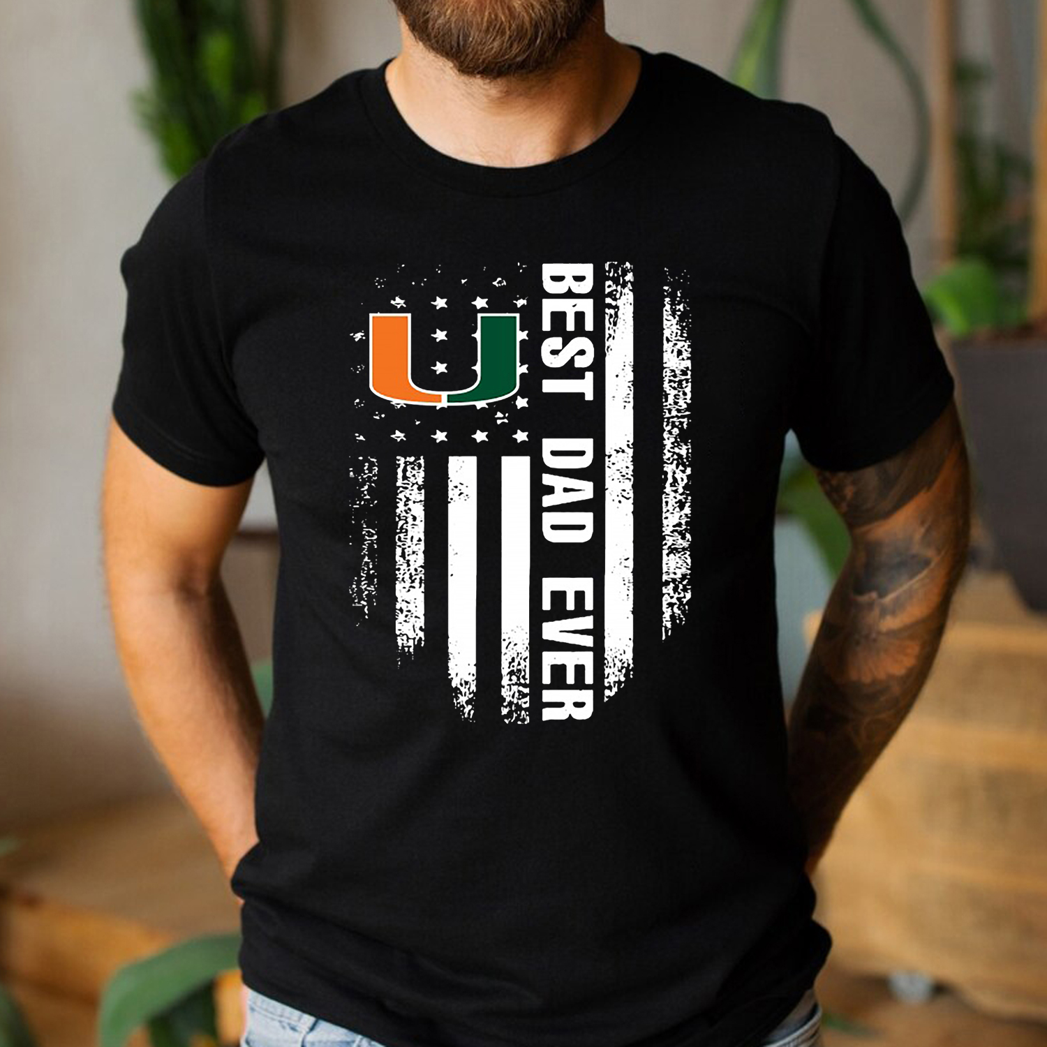 Miami Hurricanes Best Dad American Flag T-Shirt, Hoodie, Sweatshirt - NCAA Fans Gift