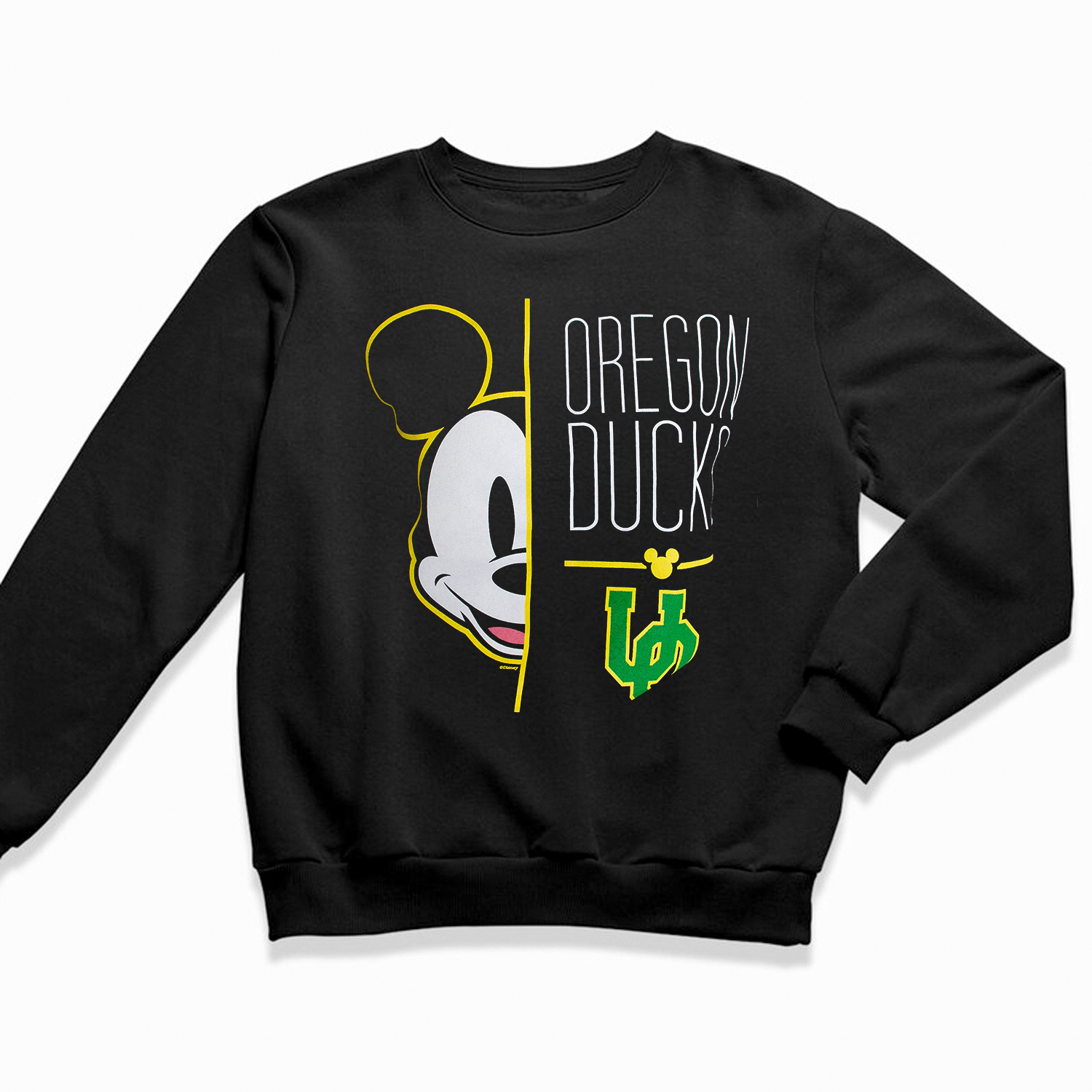 Mickey Mouse with Interlock UO and Oregon Ducks Tee Shirt - NCAA Apparel for Fans