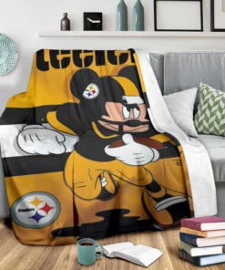 Mickey Plays Steelers Fleece Blanket for Football Fans
