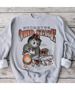 Ohio State Buckeyes Vintage Style 90s Mascot Basketball T-Shirt for NCAA Fans