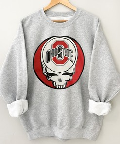 Ohio State Buckeyes Vintage Style Skull T-Shirt Hoodie Sweater for Fans