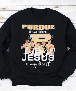 Purdue In My Veins Team Jesus In My Heart Fan Gift Tee