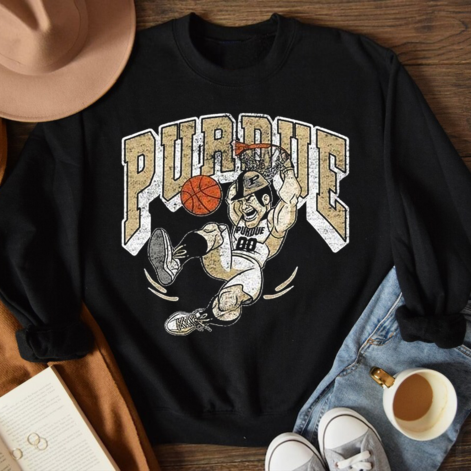 Purdue University Fan Gift Sweatshirt with Vintage Style - Bluefink