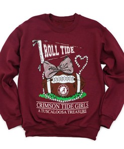 Show Your Love For The Team With Alabama Crimson Tide Tuscaloosa Treasure Pearls Bow T-Shirt