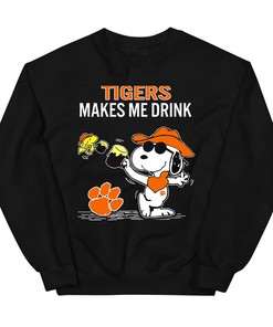 Snoopy and Woodstock Clemson Tigers NCAA T-Shirt Hoodie Sweatshirt Make Drink for Fans Gift