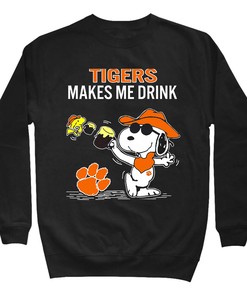 Snoopy and Woodstock Clemson Tigers NCAA T-Shirt Hoodie Sweatshirt Make Drink for Fans Gift
