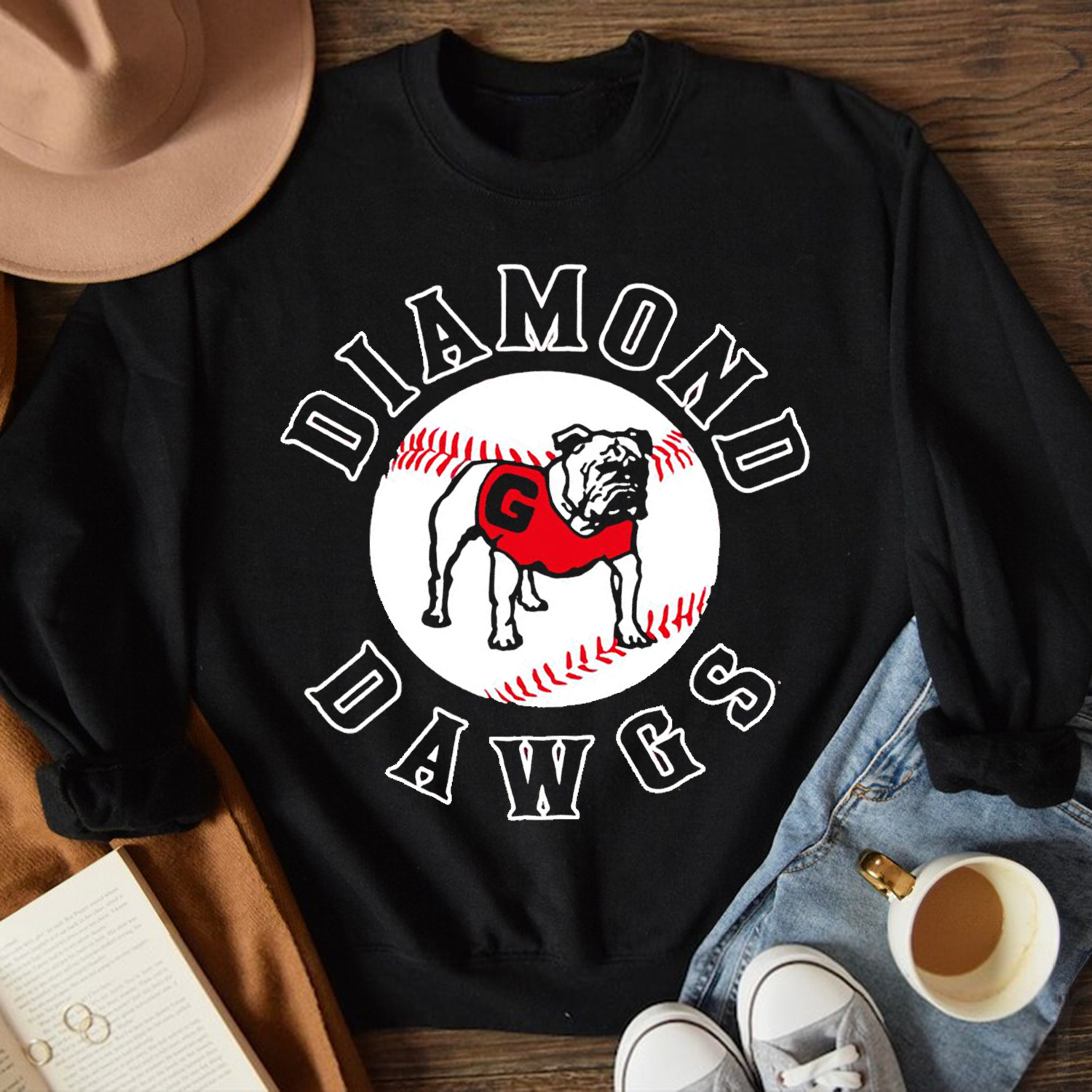 UGA Diamond Dawgs Georgia Bulldogs Logo Tee Shirt - NCAA Apparel for Fans