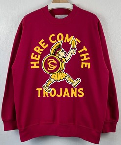 USC Here Come The Trojans Football Tee Shirt - Fanatics Crewneck