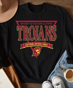 USC Trojans 90s Style Logo Black T-Shirt - Official NCAA College Fan Gift