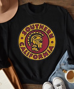 USC Trojans Vintage Trojan Head Logo Black T-Shirt - Classic NCAA Football Tee