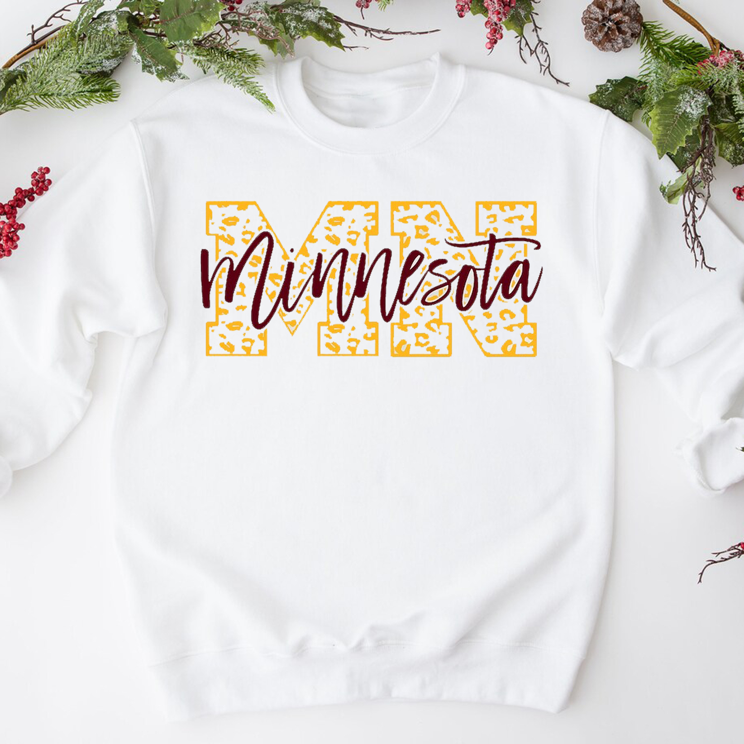 Unisex College Football Crewneck Sweatshirt with Minnesota Baseball Design