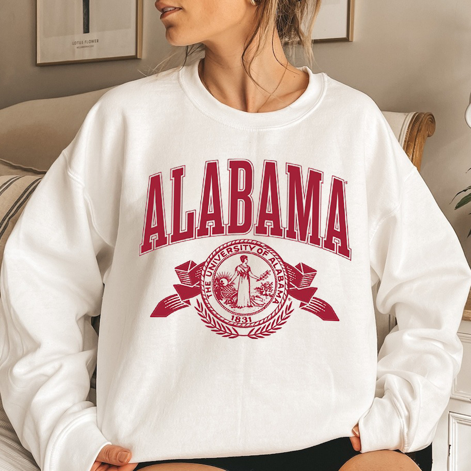 University Of Alabama Crest Long Sleeve Tee For Fans