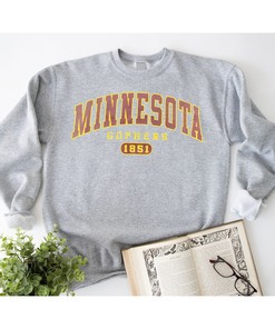 University of Minnesota Golden Gophers Crewneck Sweatshirt with Full Size Design and Fan Gift Option