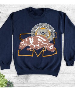 Vintage Michigan Wolverines Football Retro Logo Sweatshirt - Perfect for Fans