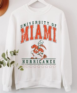 Vintage NCAA Miami Hurricanes Logo Sweatshirt T-Shirt - University Of Miami Sportswear