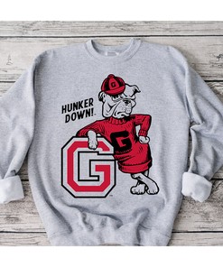 Vintage Style Hunker Down Georgia Bulldogs Tee - NCAA Apparel for Fans