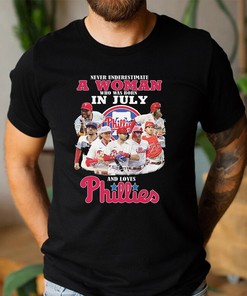 Vintage Style July Born Woman Who Loves Philadelphia Phillies Signatures Shirt, Hoodie, Sweatshirt Fan Gift