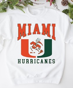 Vintage Style Miami Hurricanes Sweatshirt, NCAA Shirt For Fans - Preppy Football Gift