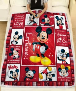 Personalized Mickey Mouse Fleece Blanket, Mickey Mouse Quilt Blanket, Mickey Mouse Birthday Gifts, Christmas Gift For Kids