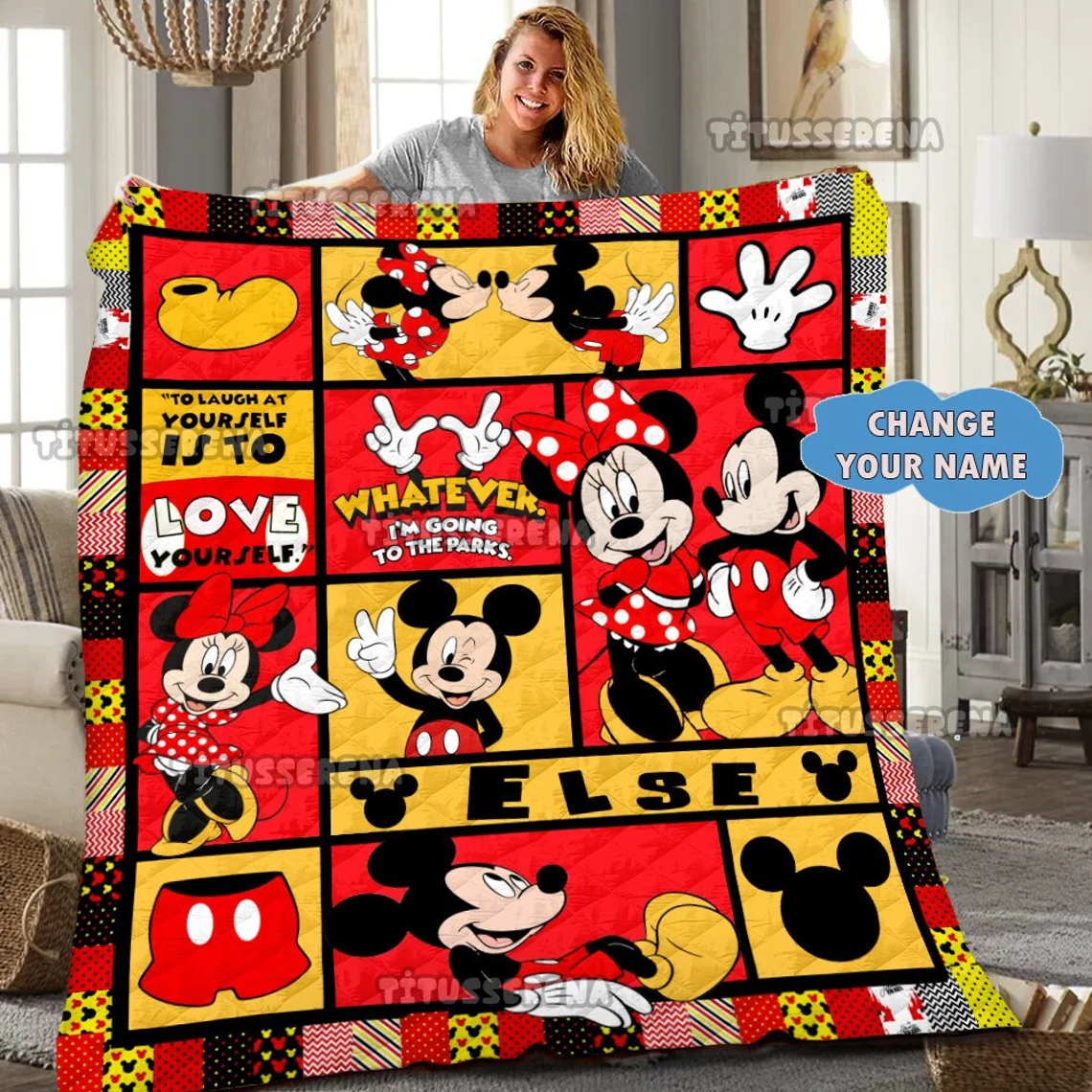 Personalized Mickey Minnie Quilt Blanket, Mickey Mouse Fleece Blanket, Mickey Mouse Birthday Gifts, Christmas Mickey, Minnie Blanket