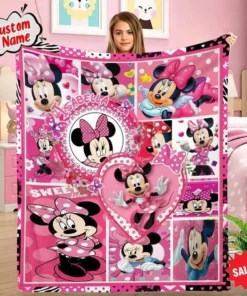 Personalized Minnie Mouse Fleece Blanket, Disney Blanket, Minnie Mickey Mouse Gifts, Minnie Mouse Baby Blanket, Custom Blanket with Name