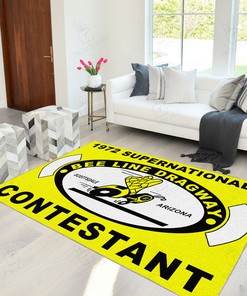 1972 Supernationals Bee Line Dragway Race Hot Rat Rod Rug for Garage Decor