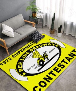 1972 Supernationals Bee Line Dragway Race Hot Rat Rod Rug for Garage Decor