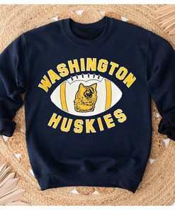 80S Washington Huskies University Football T-Shirt for Fans