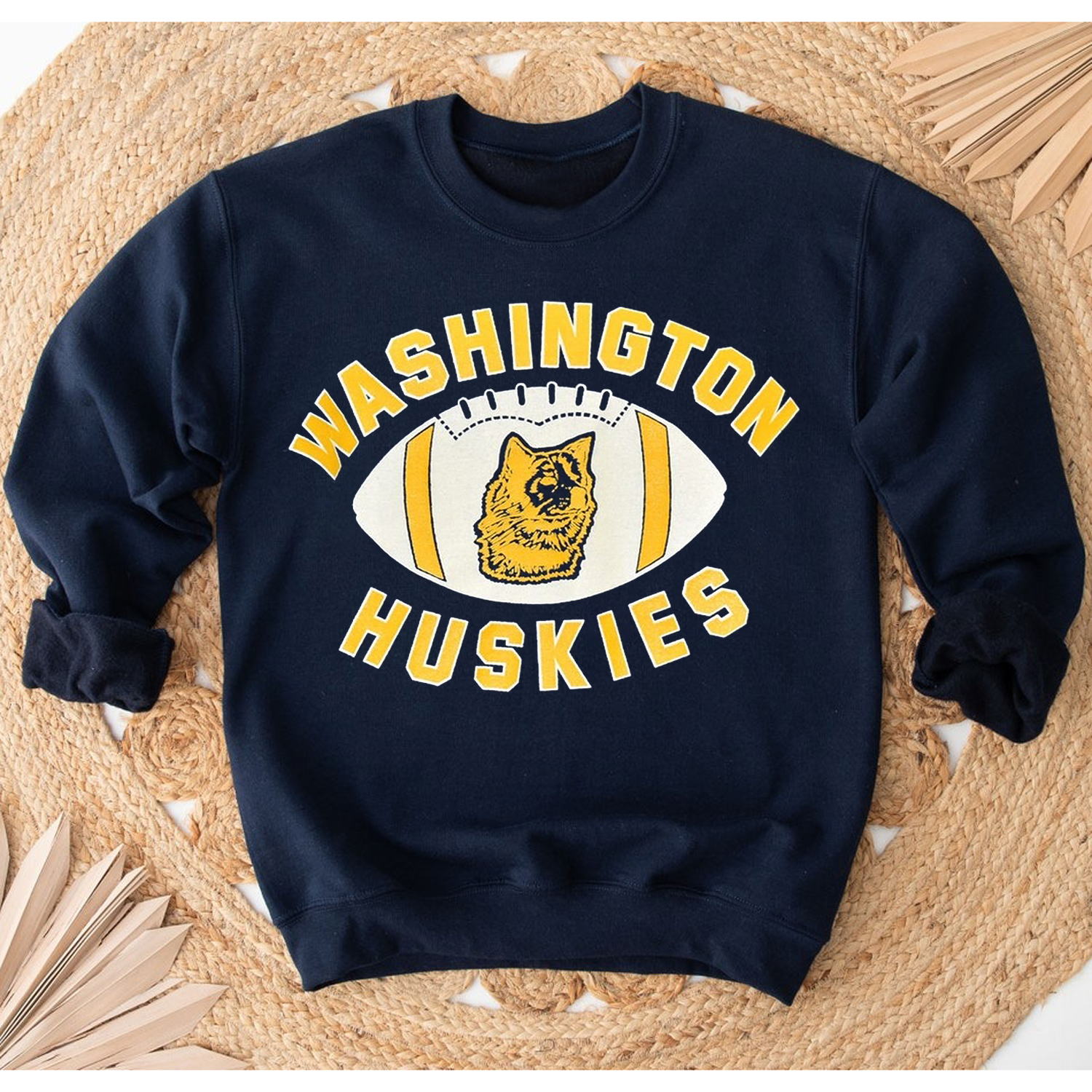 80S Washington Huskies University Football T-Shirt for Fans