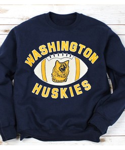 80S Washington Huskies University Football T-Shirt for Fans