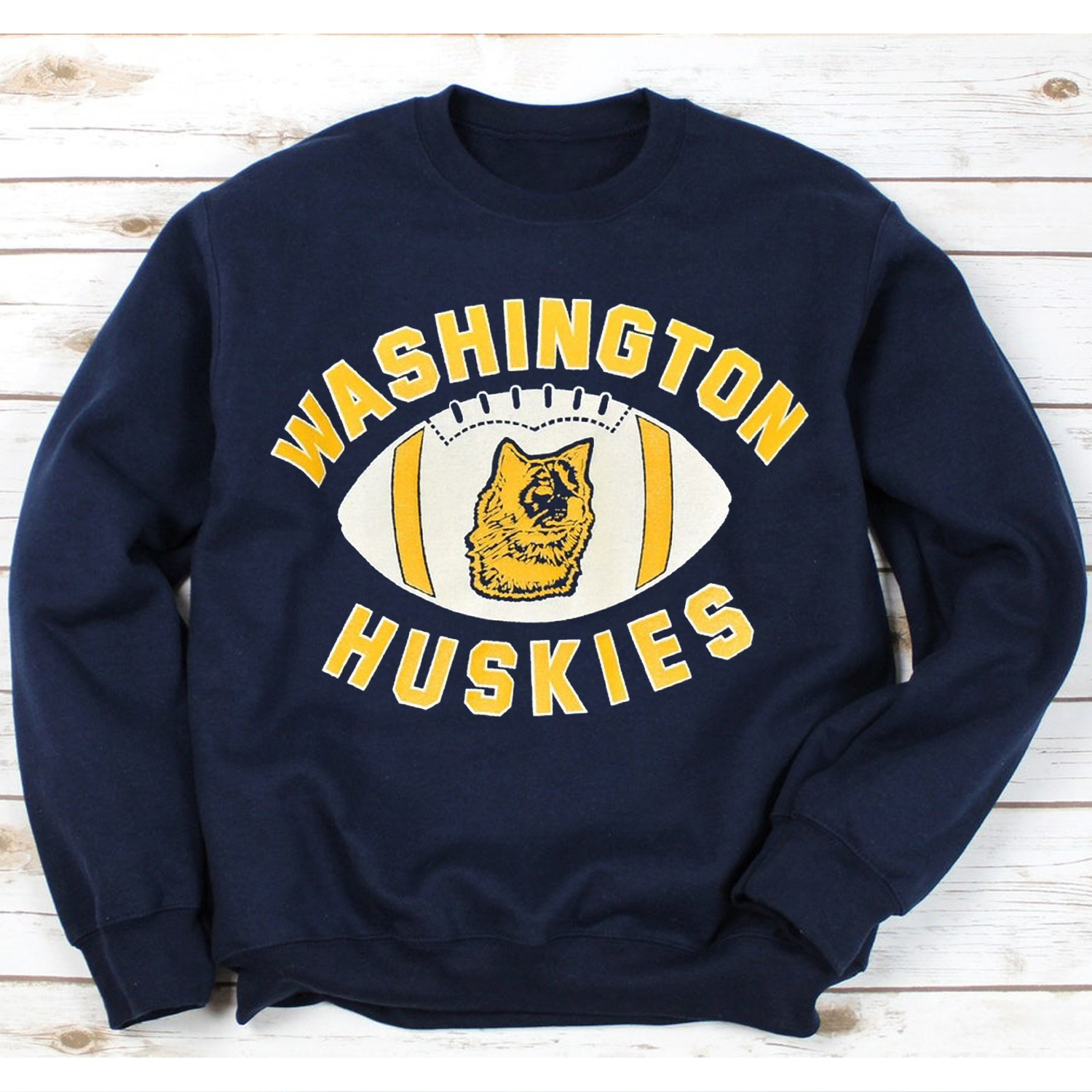 80S Washington Huskies University Football T-Shirt for Fans