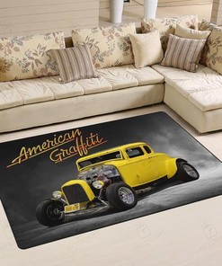 American Graffiti Milner Falfa Ford Couple Hot Rod Area Rug for Garage Decor