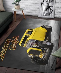 American Graffiti Milner Falfa Ford Couple Hot Rod Area Rug for Garage Decor