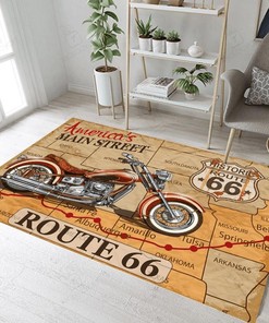 America's Main Street Historic Route 66 Motorcycle Living Room Area Rug for Home Decoration