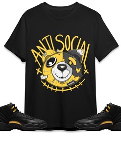 Anti Social Head Ber Unisex Shirt Match Jordan 12 Black Taxi