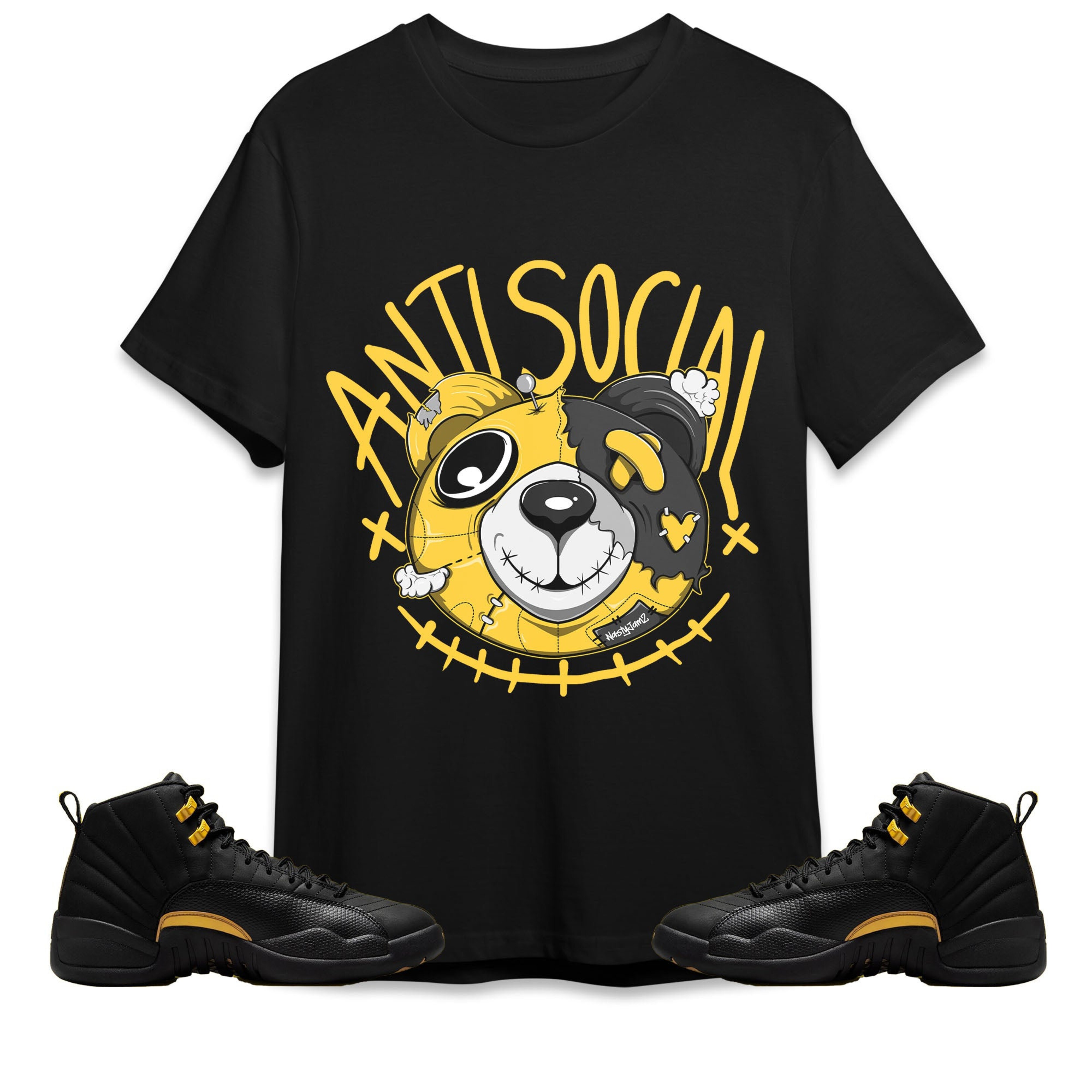 Anti Social Head Ber Unisex Shirt Match Jordan 12 Black Taxi