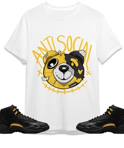Anti Social Head Ber Unisex Shirt Match Jordan 12 Black Taxi