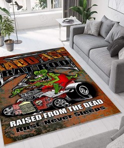 Badd Ass Rat Rod Rat Fink Rug Hot Rod Rug for Garage
