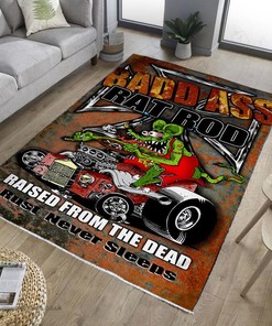 Badd Ass Rat Rod Rat Fink Rug Hot Rod Rug for Garage
