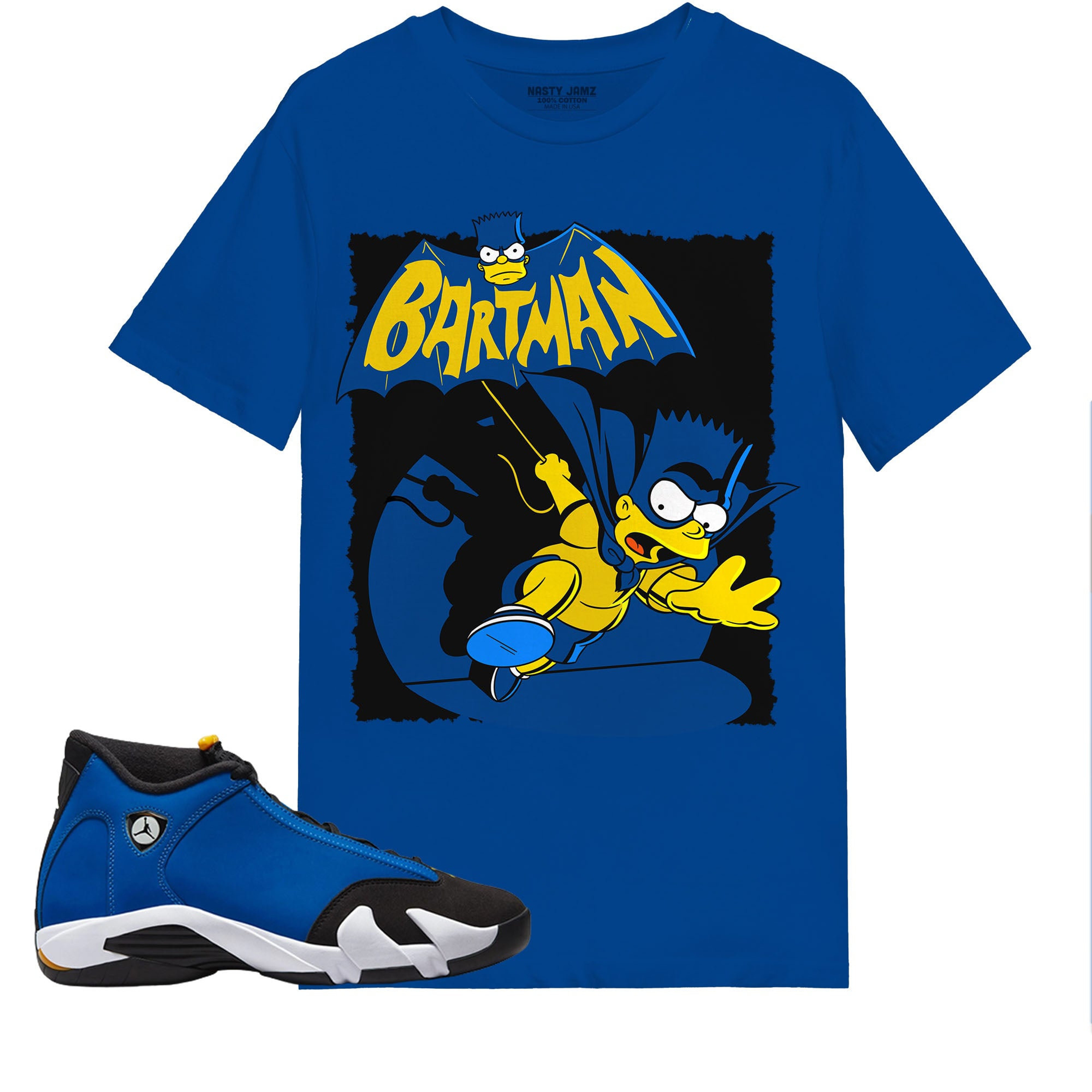 Bartman Simpson Shirt Match Jordan 14 Laney Shirt In Color Royal
