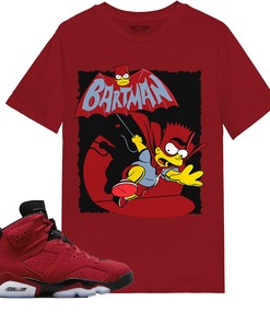 Bartman Simpson Shirt Match Jordan 6 Toro Bravo Shirt In Color cherry Red