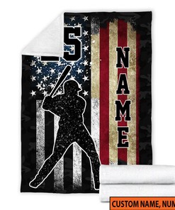 Baseball Quilt Blanket, Personalized Name American Flag Quilt Blanket, Sport Quilt Blanket, Family Throw Blanket, Gift For Him