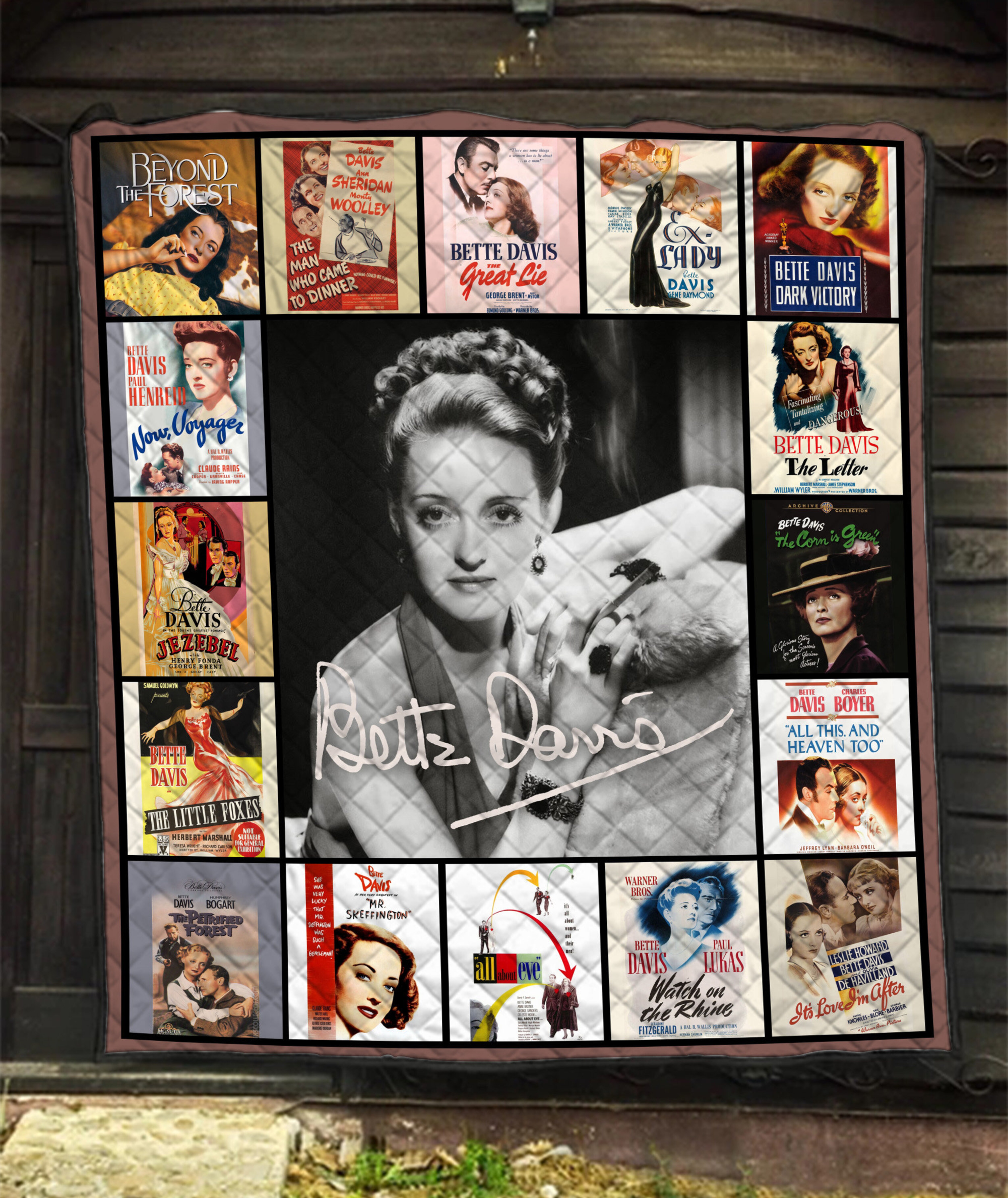 Bette Davis Movies Quilt Blanket, Signature Gift for Fans