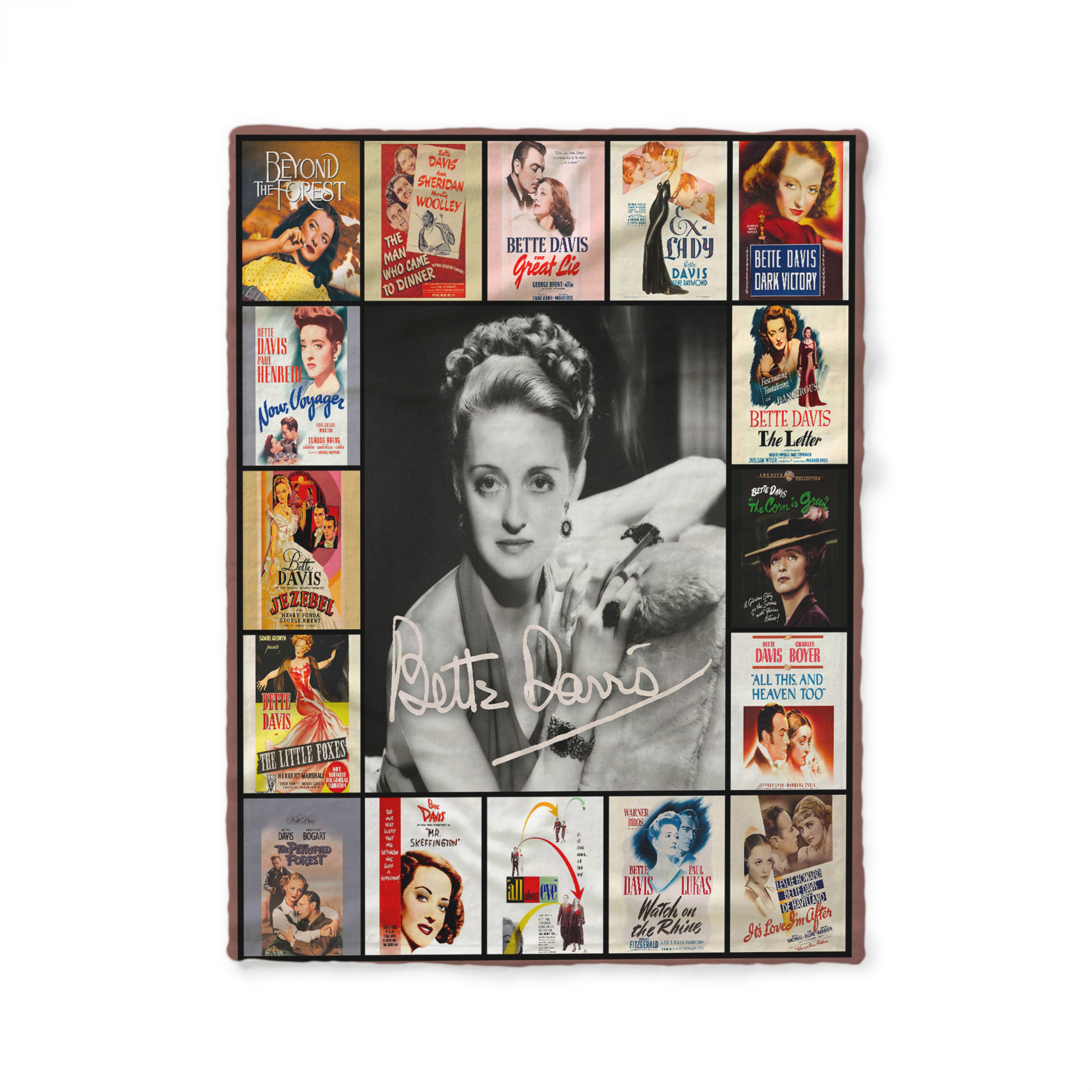 Bette Davis Movies Quilt Blanket, Signature Gift for Fans