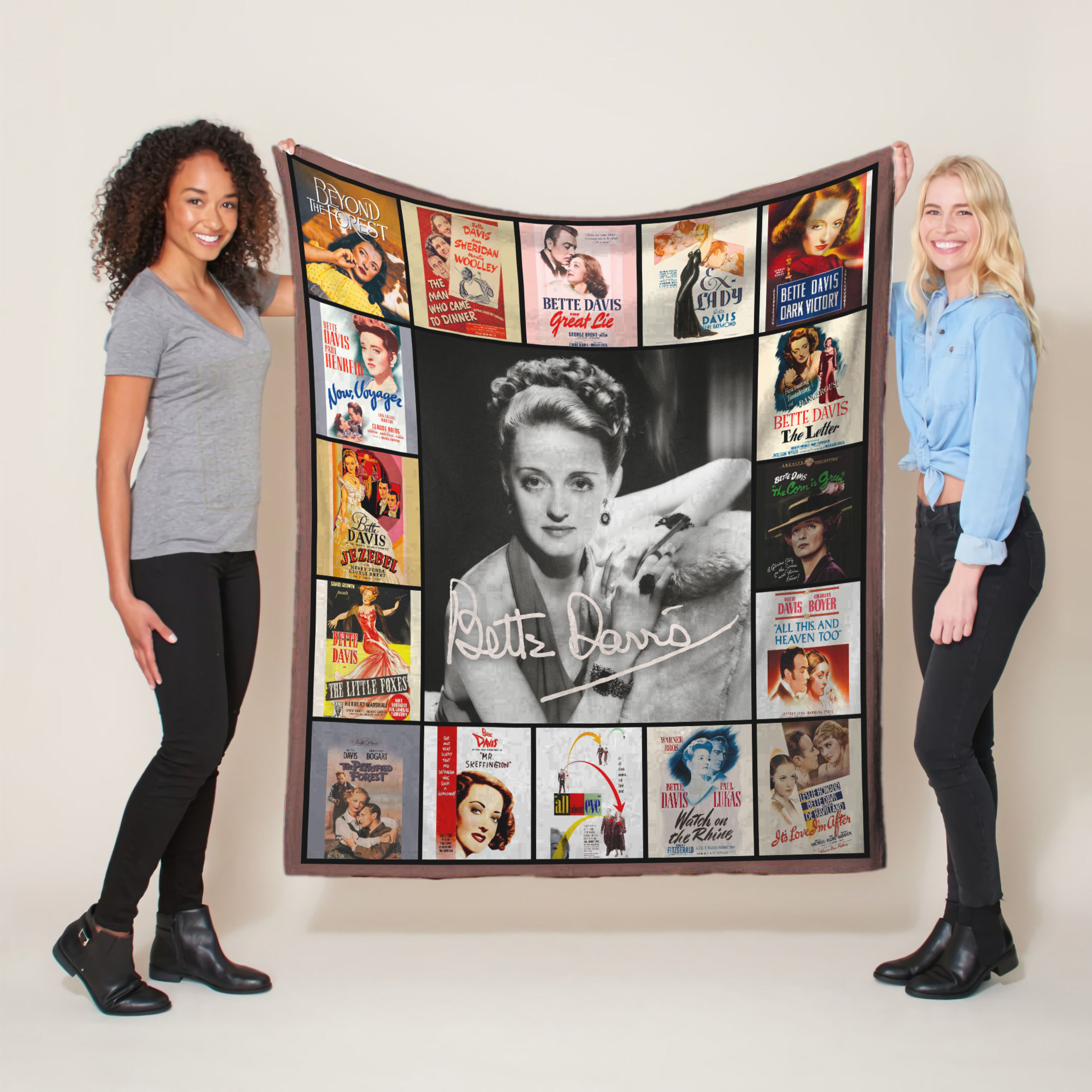 Bette Davis Movies Quilt Blanket, Signature Gift for Fans