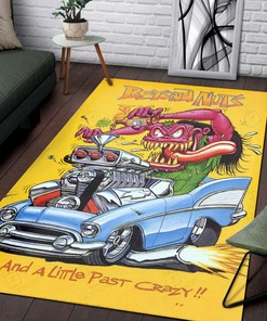 Beyond Nuts A Little Past Crazy Hot Rod Car Race Rat Fink Rug Hot Rod Rug for Garage